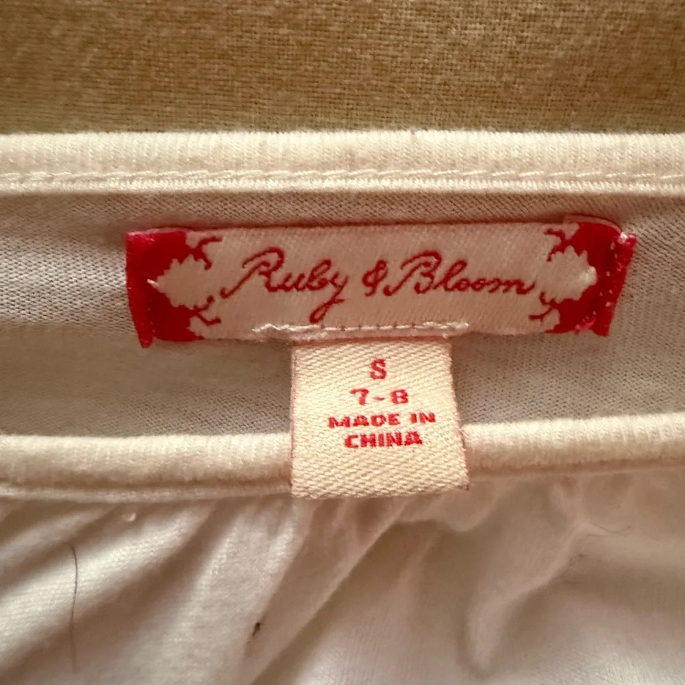 Ruby & Bloom Girls Embellished White Long Sleeve Top | Size S (7–8)